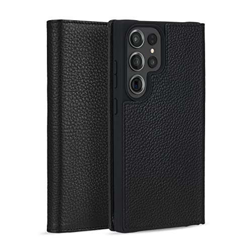 Case-Mate Wallet Echtleder Bookcase kompatibel mit Samsung Galaxy S23 Ultra Hülle Leder [3,6 m Fallschutz | Integrierter Klappverschluss | Geld- und Kartenfächer | Handgefertigtes Leder] - Schwarz von Case-Mate