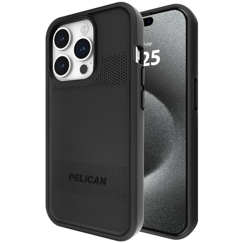 Pelican Protector Series - iPhone 15 Pro Hülle 6,1 Zoll [Kompatibel mit MagSafe] Magnetische Handyhülle mit Anti-Scratch Tech [16 Fuß MIL-Grade Fallschutz] Schutzhülle für iPhone 15 Pro - Schwarz von Case-Mate