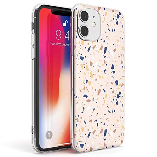 Case Warehouse Peach, Marine & Yellow Terrazzo-Muster Slim Hülle kompatibel mit iPhone 11 TPU Schutz Light Phone Tasche mit Designer Gepunktete Textur Trending von Case Warehouse