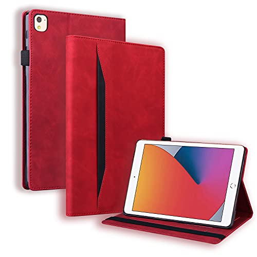 Case2go - Hülle kompatibel mit Apple iPad 10.2 (2021/2020/2019) - Mit Kartenhalter - PU-Leder Tablet Case Schutzhülle - Rot von Case2go