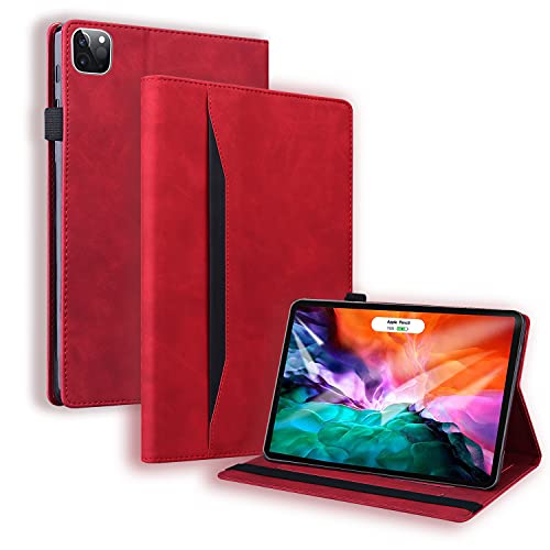 Case2go - Hülle kompatibel mit Apple iPad Pro 12.9 (2022) - Mit Kartenhalter - PU-Leder Tablet Case Schutzhülle - Rot von Case2go