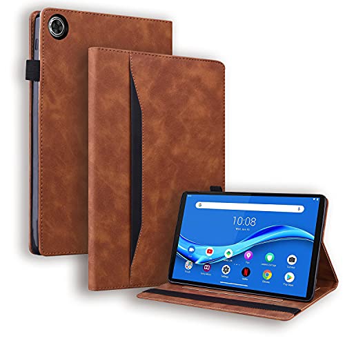 Case2go - Hülle kompatibel mit Lenovo Tab M10 Plus (3. Generation) - Mit Kartenhalter - PU-Leder Tablet Case Schutzhülle - Braun von Case2go