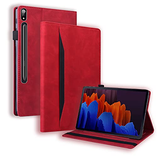 Case2go - Hülle kompatibel mit Lenovo Tab P12 Pro - Mit Kartenhalter - PU-Leder Tablet Case Schutzhülle - Rot von Case2go