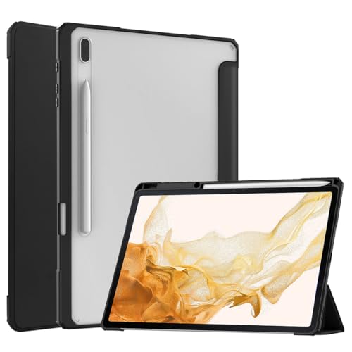 Case2go - Hülle kompatibel mit Samsung Galaxy Tab S8 (2022) - Mit Stifthalter - TPU Silikon Tablet Case Schutzhülle - Schwarz von Case2go