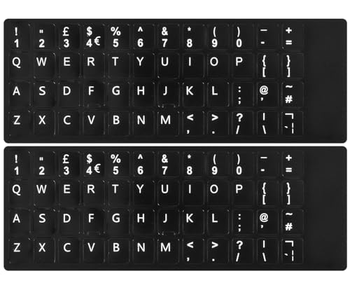 CaseBuy 2 Stück englische Tastatur-Aufkleber, UK-Englische Tastatur-Buchstaben, Ersatzaufkleber mit weißer Schrift auf schwarzem Hintergrund für Laptop, Desktop-Computer, matte britische von CaseBuy