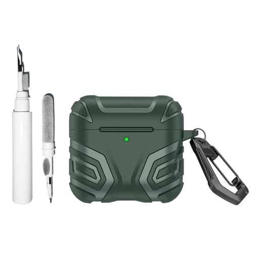 [3-in-1] CaseGame Hülle kompatibel mit AirPods 4 mit aktiver Geräuschunterdrückung mit Schlüsselanhänger, militärische Rüstung, stoßfest, TPU + PC Schutzhülle mit Reinigungsset von CaseGame