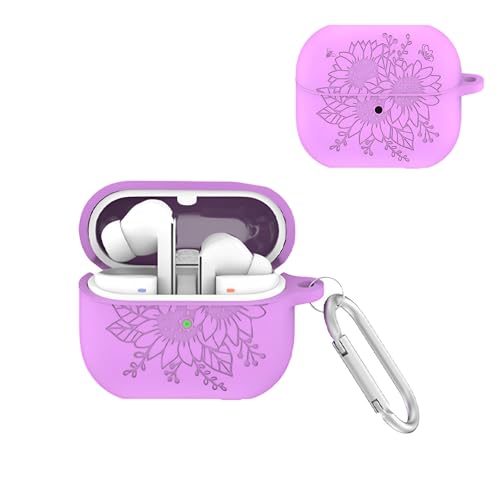 CaseGame Blumen-Hülle, kompatibel mit Samsung Galaxy Buds3/Galaxy Buds3 Pro, mit Schlüsselanhänger, niedliches Cartoon, weiches Silikon, stoßfest, Schutzhülle für Damen und Herren von CaseGame