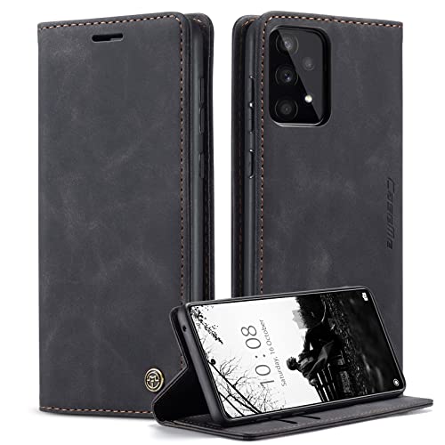 CaseMe Handyhülle für Samsung Galaxy A53 5G Hülle Premium Leder Klappbar Flip Case Magnet Kartenfach Standfunktion Tasche Schutzhülle für Samsung Galaxy A53 5G - Schwarz von CaseMe