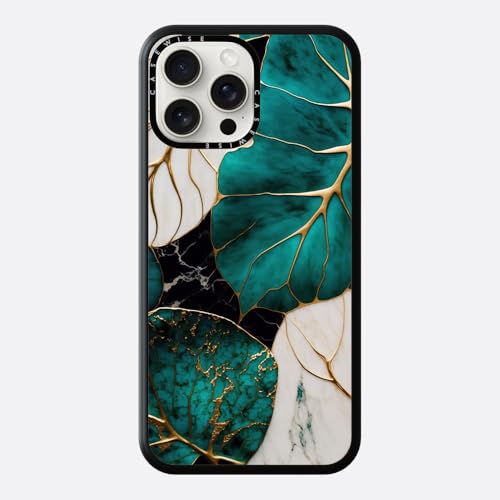 CaseWise für iPhone 16 Plus Hülle mit dem Bild Abstraktes botanisches Kintsugi, Stoßsichere, Kratzfeste Hülle kompatibel mit MagSafe, gestaltet von Pixaverse, Schwarz von CaseWise