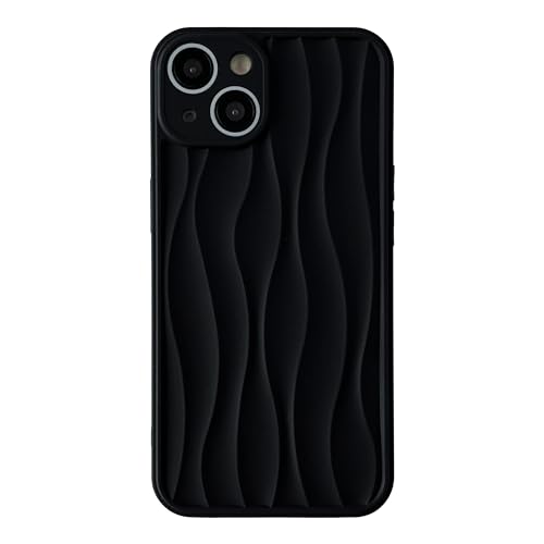 Caseative Schutzhülle für iPhone 15, Wellenform, Wasserwellen-Design, kompatibel mit iPhone-Hülle (Schwarz, iPhone 15) von Caseative