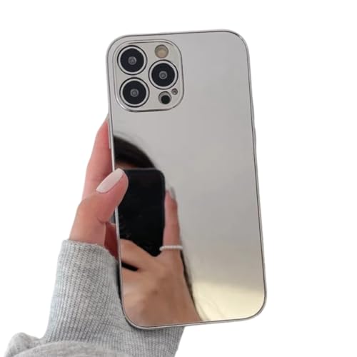 Casechics Kompatibel mit iPhone-Hülle, luxuriöser galvanisierter Make-up-Spiegel [militärischer Fall- und Kameraobjektivschutz], stoßfeste Schutzhülle (Silber, iPhone 12 Pro Max) von Casechics