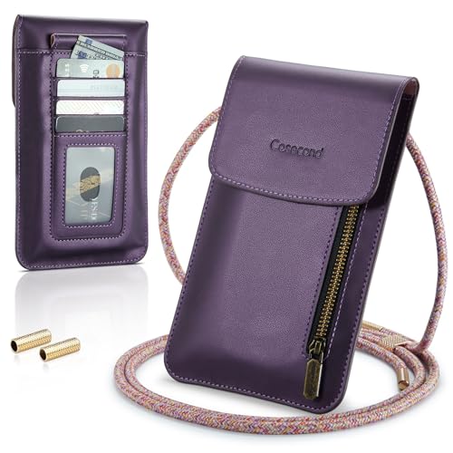 Casecond Kleine Crossbody-Tasche, Handy-Geldbörse für Damen und Herren, Leder, Mini-Umhängetasche, Brieftasche, Hülle mit Kartenhalter, Schlüsselband für alle Smartphones, iPhone 15, 14, 11, Samsung, von Casecond