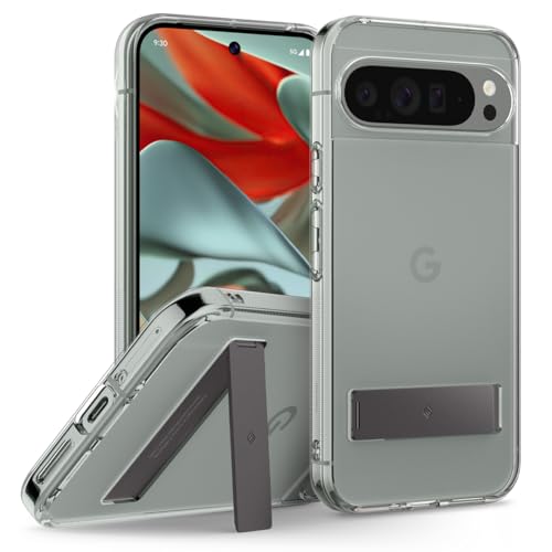 Caseology Capella Kickstand für Google Pixel 9 Pro XL Hülle [Made for Google] [Integrierter Ständer] Seitengriffmuster Schutzhülle für Google Pixel 9 Pro XL – Clear Clear Charcoal von Caseology