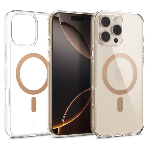 Caseology Capella Mag für iPhone 16 Pro Hülle [Ultraklar] Magnetischer Fallschutz in Militärqualität mit seitlichem Griffmuster, Schutzhülle für iPhone 16 Pro - Clear Sephia Gold von Caseology