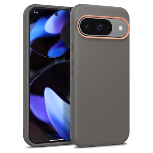 Caseology Nano Pop für Google Pixel 9 / Google Pixel 9 Pro Hülle, [Weiches und staubfreies Material] [Fallschutz in Militärqualität] Seitengriffmuster Hülle für Pixel 9 / Pixel 9 Pro – Papaya Grau von Caseology