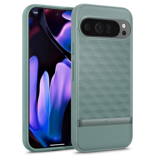 Caseology Parallax für Google Pixel 9 Pro XL Hülle, [Fallschutz in Militärqualität] Ergonomische 3D-Hexa-Würfel-Hülle für Google Pixel 9 Pro XL – Salbei Grün von Caseology