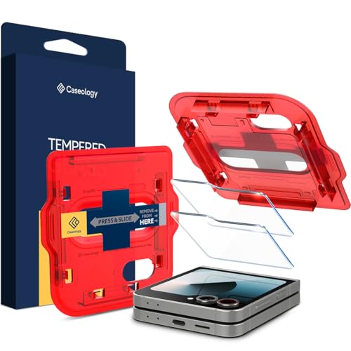 Caseology Snap Fit für Samsung Galaxy Z Flip 6 Schutzfolie [Blasenfrei] [Kratzfest] Außenabdeckung aus gehärtetem Glas Display Schutzfolie Einfache Installation für Z Flip 6 – 2 Pack von Caseology