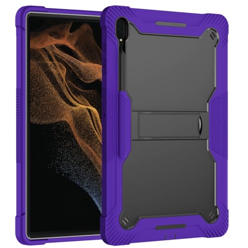 CasurvivePro Hülle für Samsung Galaxy Tab A9 2023 X110/X115/X117 8.7 inch, Abdeckung mit integriertem Ständer für robuste, stoßfeste Hart-Hybrid-Hülle (Schwarz + Violett) von CasurvivePro