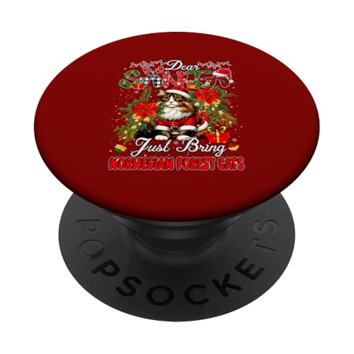 Just Bring Norwegian Forest Cats Christmas Flowers Owner PopSockets Klebender PopGrip von Cat Christmas Costume