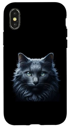 Hülle für iPhone X/XS Russisches blaues Katzen-Hemd, Katzengesicht, niedlicher Katzenliebhaber, Katze, Mutter, Papa von Cat Mom and Dad Gifts for Cat Lovers