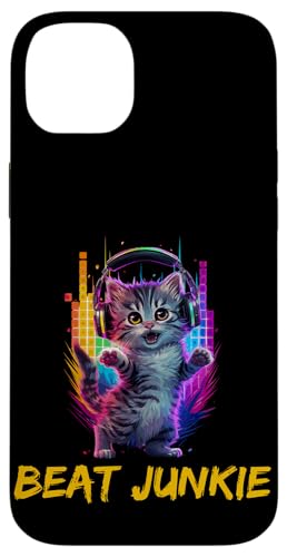 Hülle für iPhone 14 Plus Süße Katze mit Kopfhörern für Katzenbesitzer Katzenliebhaber von Cat Music Headphones Kitten Gift