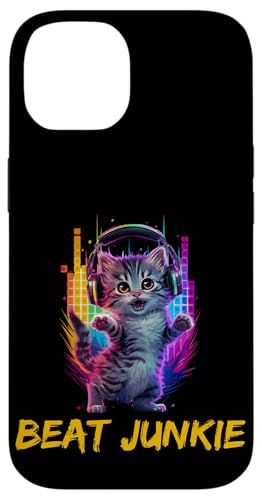 Hülle für iPhone 14 Süße Katze mit Kopfhörern für Katzenbesitzer Katzenliebhaber von Cat Music Headphones Kitten Gift