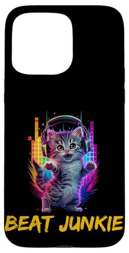 Hülle für iPhone 15 Pro Max Süße Katze mit Kopfhörern für Katzenbesitzer Katzenliebhaber von Cat Music Headphones Kitten Gift