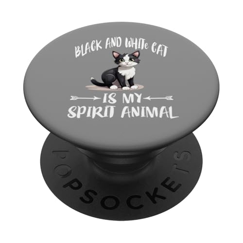 Die schwarz-weiße Katze ist mein Geistertier PopSockets Klebender PopGrip von Cat Pets