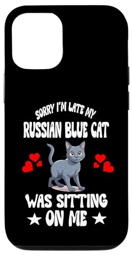 Hülle für iPhone 12/12 Pro Entschuldigung, ich bin spät dran Meine russische blaue Katze saß auf mir von Cat Pets