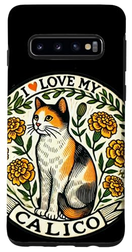 Hülle für Galaxy S10 Ich liebe meine Kalikokatzen-Illustration von Cat Snugg