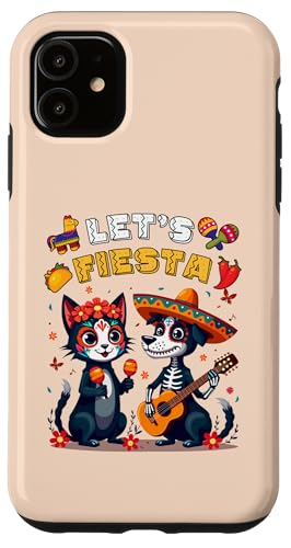 Hülle für iPhone 11 Lustige Katze und Hund Sugar Skull Let's Fiesta Día los Muertos von Cat & Dog Sugar Skull Let’s Fiesta day of dead tee