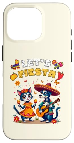 Hülle für iPhone 16 Pro Katze und Hund Sugar Skull Let's Fiesta Día los Muertos Kostüm von Cat & Dog Sugar Skull Let’s Fiesta day of dead tee