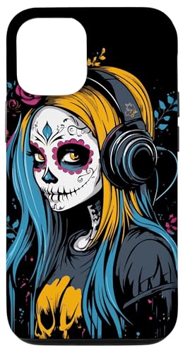 Hülle für iPhone 12/12 Pro Moderne Catrina mit Kopfhörern Dia de los Muertos von Catrina Sugar Skull Dia De Los Muertos Tattoo Art