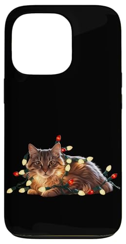 Hülle für iPhone 13 Pro T-Shirt mit Katzen auf Katze schnurrende Weihnachtsbeleuchtung von Cats Light Up Feline Purring Christmas Store