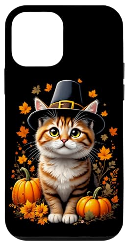 Hülle für iPhone 12 mini Lustiger Thanksgiving-Katzenpilger mit Kürbis süßer Herbst von Cats Lover Thanksgiving Boys Girls Men Women Tees