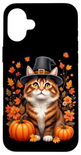 Hülle für iPhone 16 Plus Lustiger Thanksgiving-Katzenpilger mit Kürbis süßer Herbst von Cats Lover Thanksgiving Boys Girls Men Women Tees