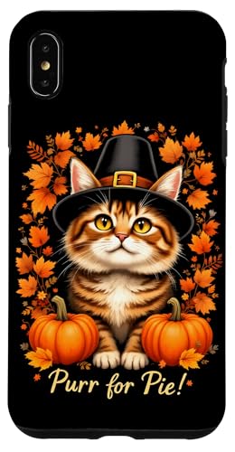 Hülle für iPhone XS Max Lustige Thanksgiving-Katze, Pilgrim Purr For Pie von Cats Lover Thanksgiving Boys Girls Men Women Tees