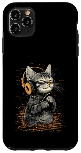 Hülle für iPhone 11 Pro Max Glückliche Katze mit Kopfhörern Süßes, musikliebendes Kitten von Cats Tees