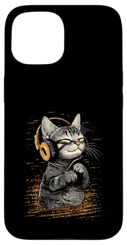 Hülle für iPhone 15 Glückliche Katze mit Kopfhörern Süßes, musikliebendes Kitten von Cats Tees