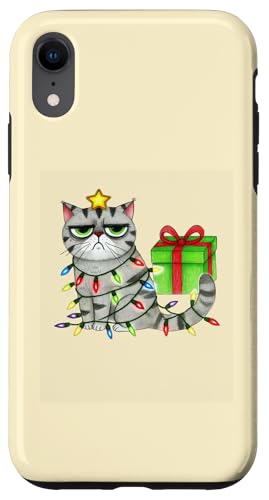 Hülle für iPhone XR Festliche Katzen-Weihnachtsbeleuchtung Lustige Weihnachtskatze von Cats and Lights Funny