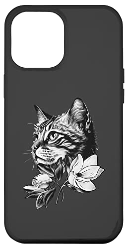 Hülle für iPhone 15 Pro Max Katze mit Blumen, blumig, Katzenporträt, blumig von Cats by Fluffabulous Prints