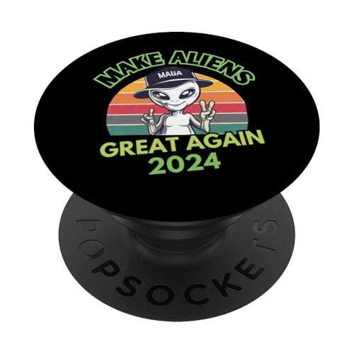 Mach ALIENS wieder lustig MAGA Trump UFO 2024 PopSockets Klebender PopGrip von Cats for trump