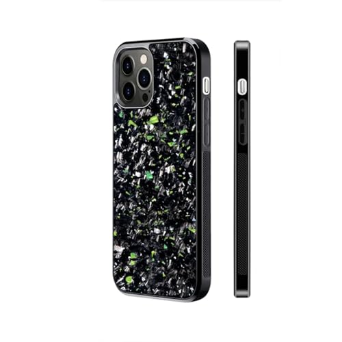 Forged Carbon Fiber Phone Case, Carbon Fiber Phone Case, Carbon Fiber for iPhone Case, Support Wireless Charging (for iPhone 12 Pro,Green) von Cautorsy