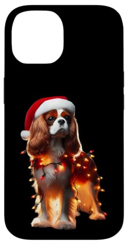 Hülle für iPhone 14 Cavalier King Charles Spaniel Weihnachtsmannmütze Weihnachtsbeleuchtung Hund von Cavalier King Charles Spaniel Christmas Products