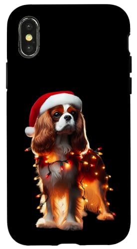 Hülle für iPhone X/XS Cavalier King Charles Spaniel Weihnachtsmannmütze Weihnachtsbeleuchtung Hund von Cavalier King Charles Spaniel Christmas Products