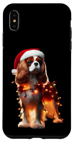 Hülle für iPhone XS Max Cavalier King Charles Spaniel Weihnachtsmannmütze Weihnachtsbeleuchtung Hund von Cavalier King Charles Spaniel Christmas Products