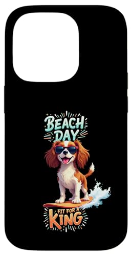 Cooler Cavalier King Charles Spaniel Surfhund Hülle für iPhone 14 Pro von Cavalier King Charles Spaniel Fun Designs