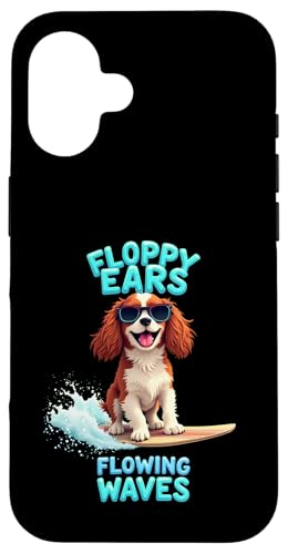 Cooler Cavalier King Charles Spaniel Surfhund Hülle für iPhone 16 von Cavalier King Charles Spaniel Fun Designs