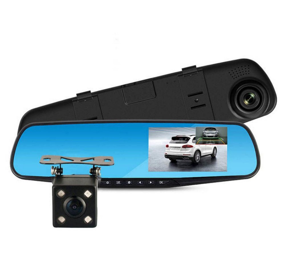 Cbei HD Auto Spiegel Dashcam mit Rückfahrkamera Dashcam (mit Nachtsicht Rear Right Lower Loop-Aufnahme, 4,3 Zoll Display 1080P Dual Autokamera Parkmonitor) von Cbei