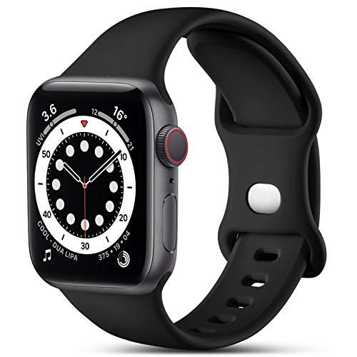 CeMiKa Kompatibel mit Apple Watch Ultra Armband 49mm 45mm 44mm 42mm, Ersatz Silikon Sport Armbänder Kompatibel mit iWatch Armband Ultra 2/Series 9 8 7 6 5 4 3 2 1, Damen Männer, Schwarz von CeMiKa